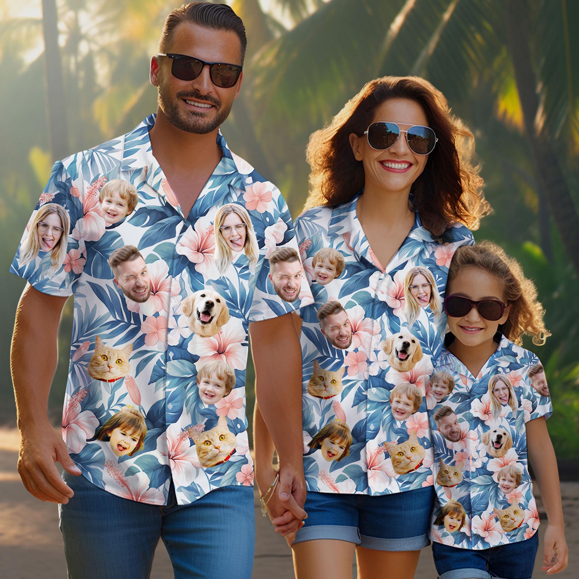 Custom Hawaiian Shirt with Photo, Personalized Hawaiian Shirt with Face, Tropical Beach Button Down Shirt Gifts, Bachelor Party Shirt