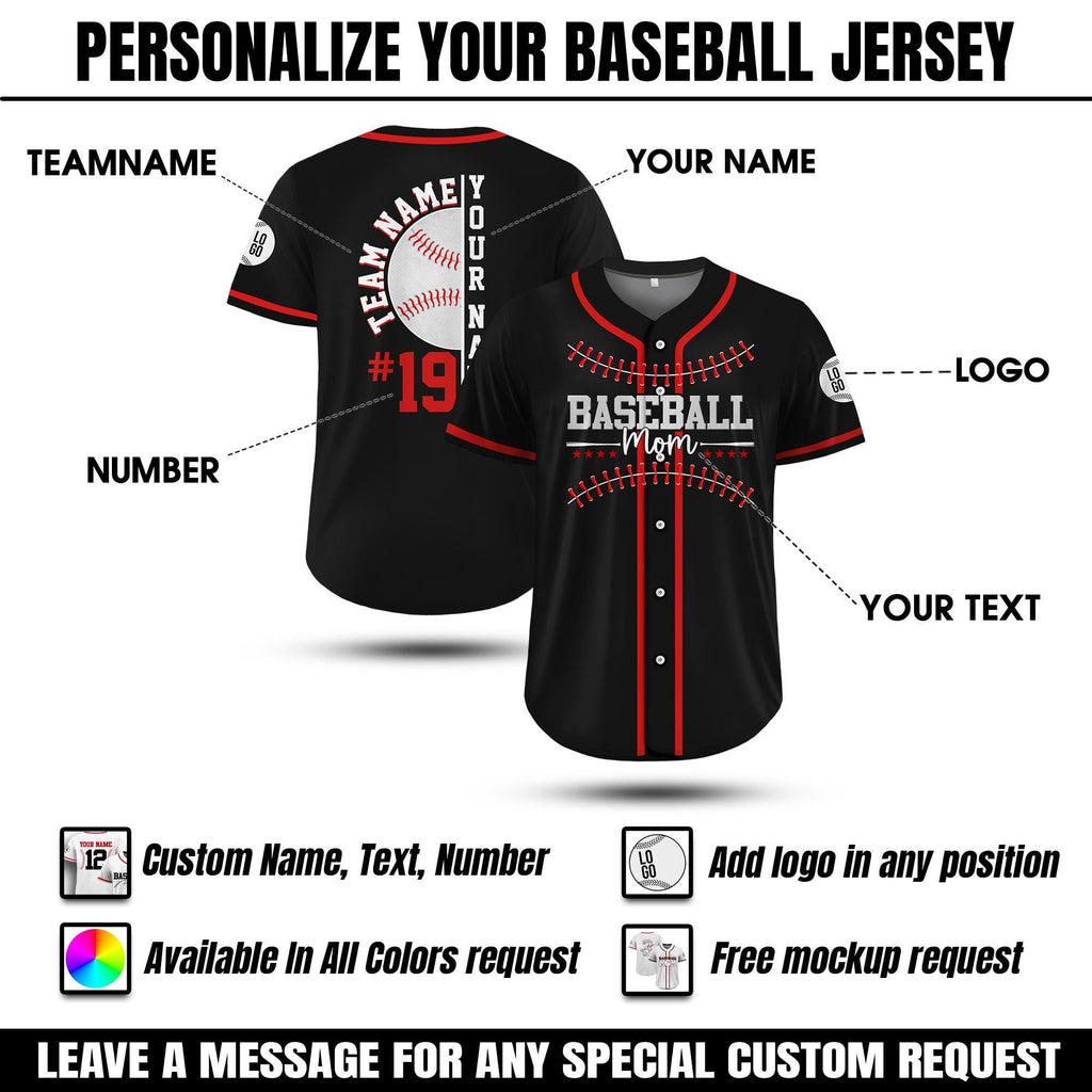 Personalized Baseball Mom Baseball Jersey, Custom Gifts for Mom Baseball Jersey, Happy Mothers Day Baseball Jersey Mom Gift from Boys Girls