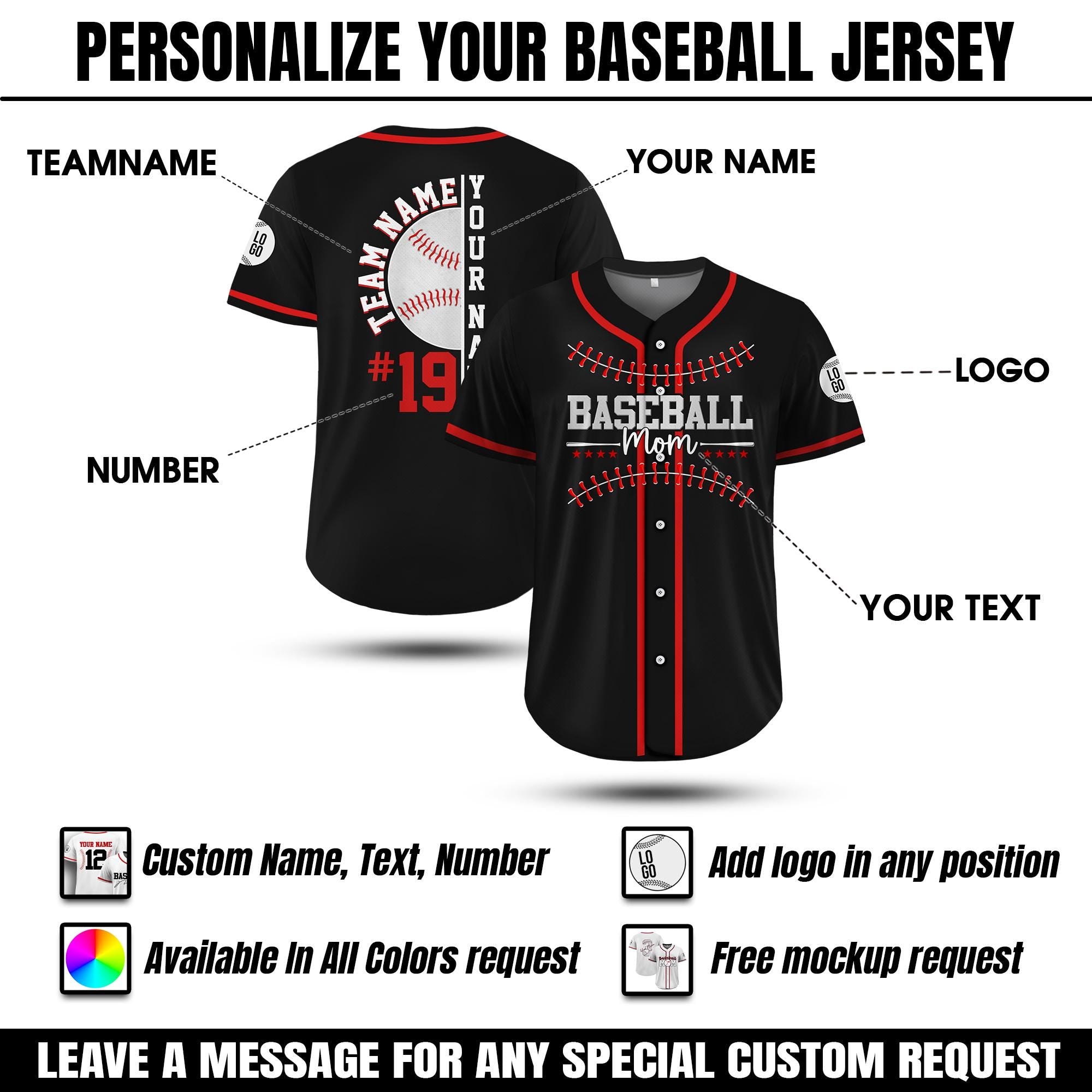 Personalized Baseball Mom Baseball Jersey, Custom Gifts for Mom Baseball Jersey, Happy Mothers Day Baseball Jersey Mom Gift from Boys Girls