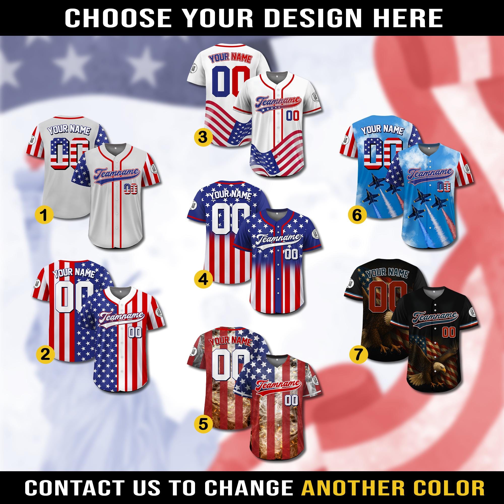 Custom American Flag Baseball Jersey, Personalized USA Jersey with Name & Number, 4th of July Shirt, Patriotic Gift for Veteran Armed Forces
