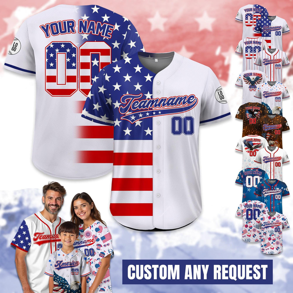 Personalized USA Baseball Jersey, Custom Name Patriotic Jersey USA Flag Shirt, Gift for American Lovers, retro 80s clothing Independence Day