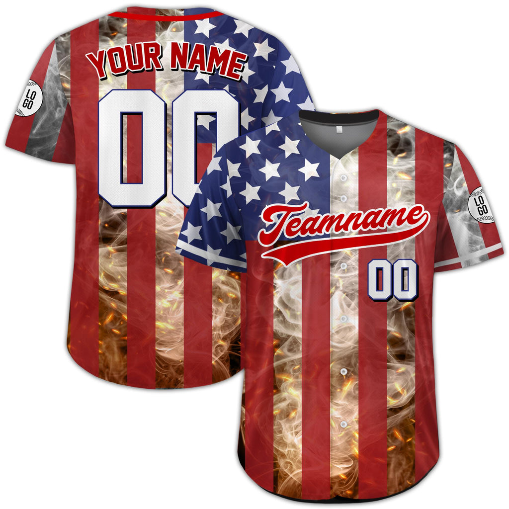 Custom American Flag Baseball Jersey, Personalized USA Jersey with Name Number, 4th of July Shirt Patriotic Gift For Men Retro America Shirt