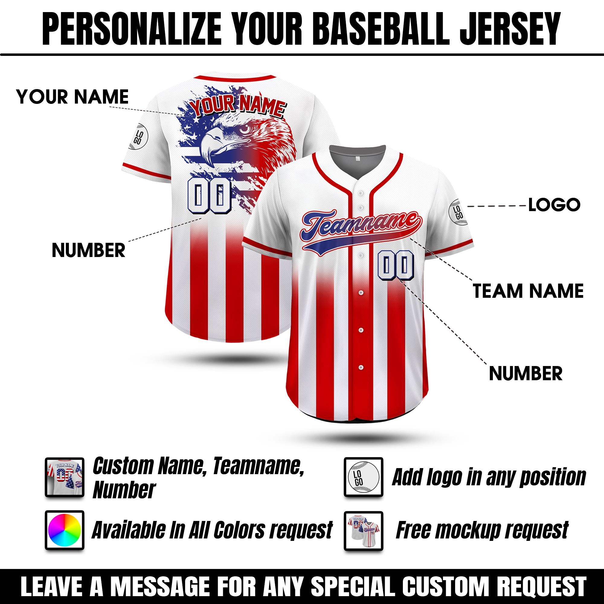 Custom Name Patriotic Baseball Jersey USA Flag Shirt, Personalized American Patriotic Shirt Fourth of July, Parade shirt on Independence Day