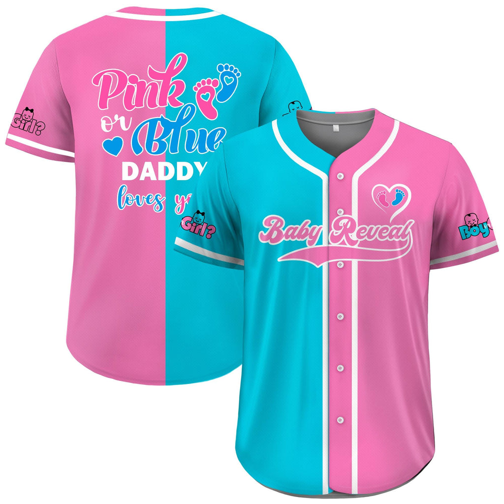 Personalized Baby Reveal Baseball Jersey for Men Women Youth Kid, Custom Gender Reveal Jersey, Family Matching Outfits, Reveal Party Jersey