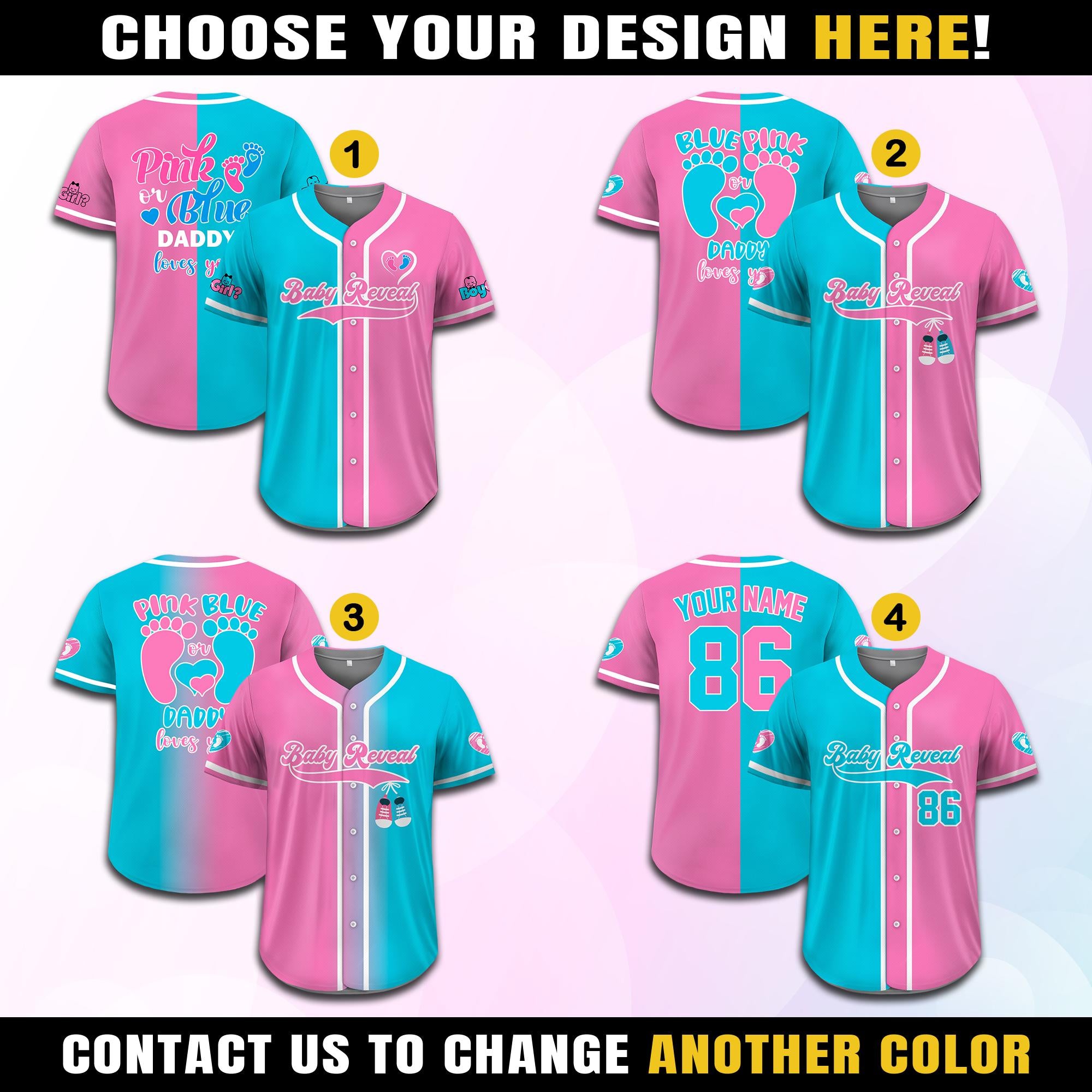 Personalized Baby Reveal Baseball Jersey for Men Women Youth Kid, Custom Gender Reveal Jersey, Family Matching Outfits, Reveal Party Jersey