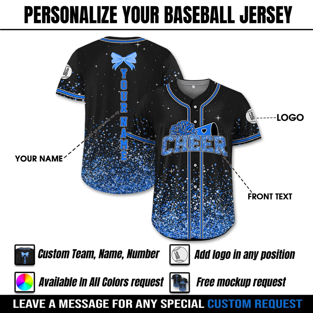 Custom Cheer Mom Baseball Jersey, Personalized Name Cheerleading Shirt For Cheerleader, Baseball Glitter Jersey, Cheer Mom Squad Shirt