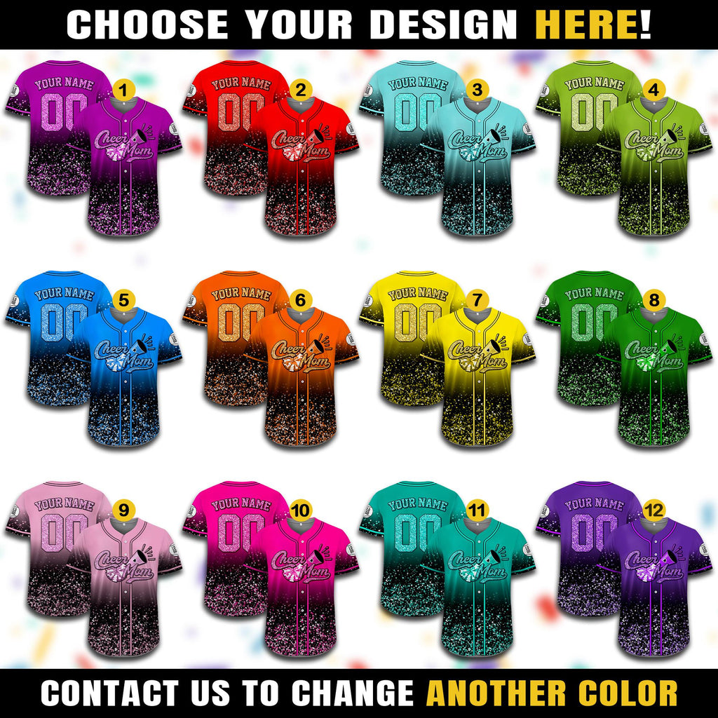 Custom Name Cheerleading Shirt For Cheerleader, Personalized Name Number Glitter Baseball Jersey, Cheer Team Gifts, Mom Gift on Mothers day