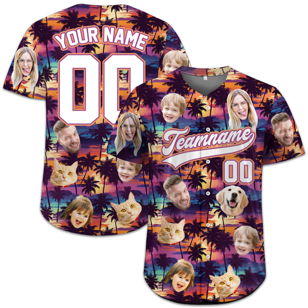 Personalized Tropical Baseball Jersey with Face, Custom Team shirt with name, Family Vacation Jersey, Funny Custom Gift,Bachelor Party Shirt