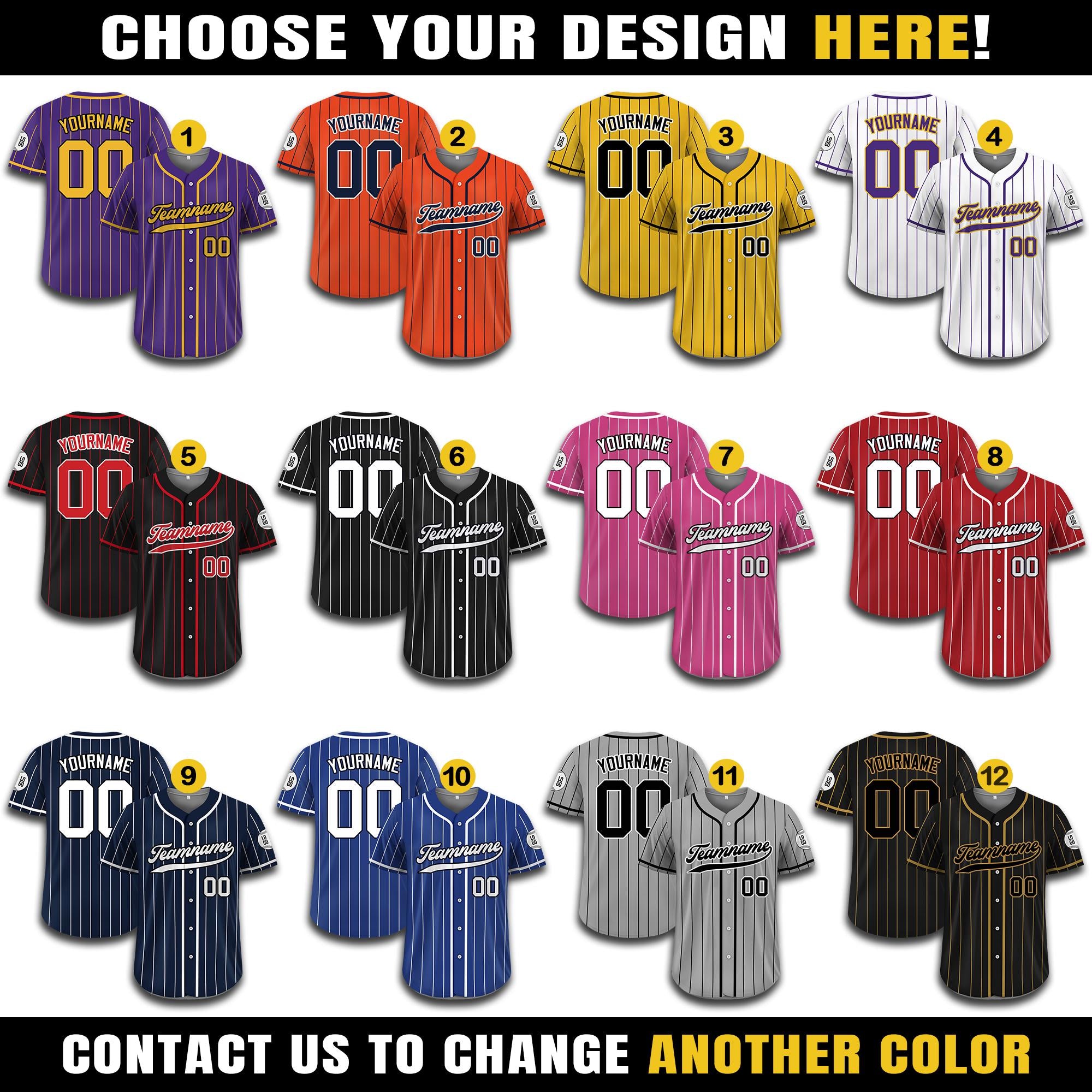 Printed Pink White Custom Baseball Jersey with Teamname Name Number, Jersey for Men Women Youth, Personalized Pinstripe Button Down Jersey