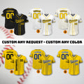 Custom Team Name Number Baseball Jersey for Adult Kid, Personalized Jersey Yellow White Black For Baseball Fan Gifts, Custom Jersey Request