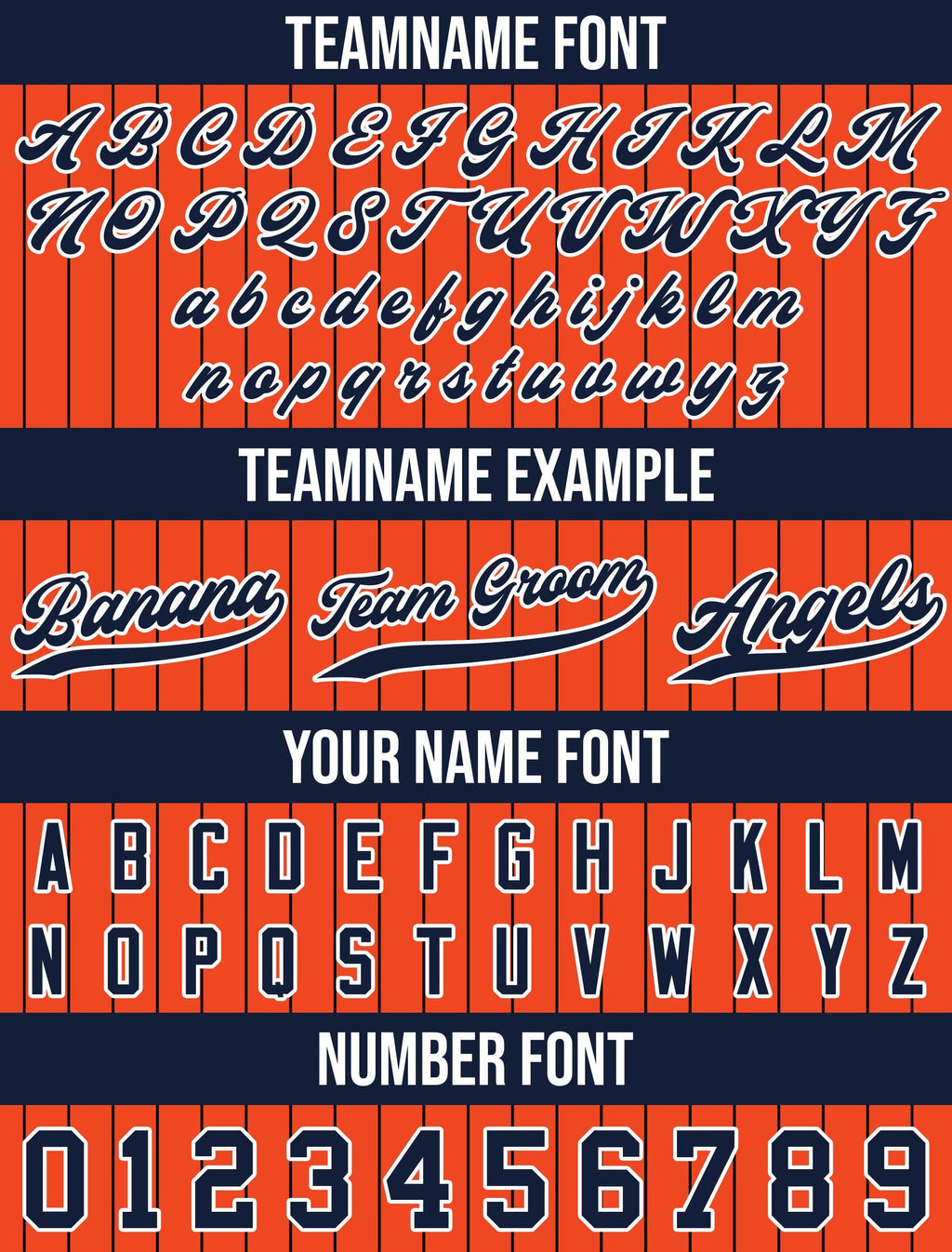 Custom Baseball Jersey with Teamname Name Number, Jersey for Men Women Youth, Personalized Pinstripe Button Down Jersey Printed Orange Navy