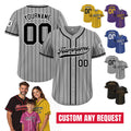 Personalized Pinstripe Gray Black Button Down Jersey Men Women Youth, Custom Baseball Jersey with Teamname Name Number, Game Day Outfit
