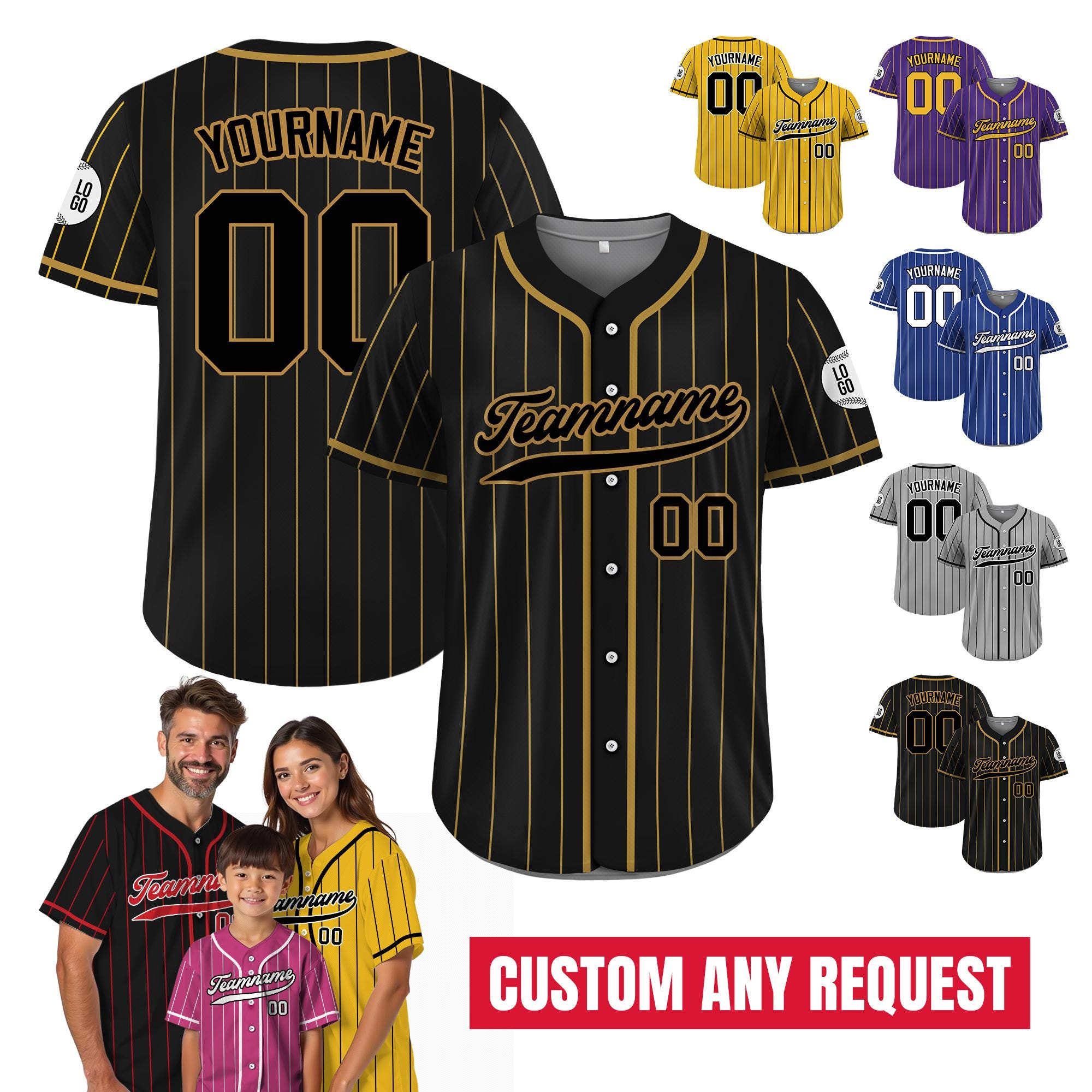 Personalized Button Down Jersey For Adult Youth Preschool, Custom Baseball Jersey Shirt with Name Number, Matching Uniform Game Day Outfit