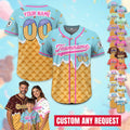 Personalized Name Number Ice Cream Drip Baseball Jersey for Men Women Youth Kid, Custom Sprinkle Drip Baseball Jersey Family Matching Jersey