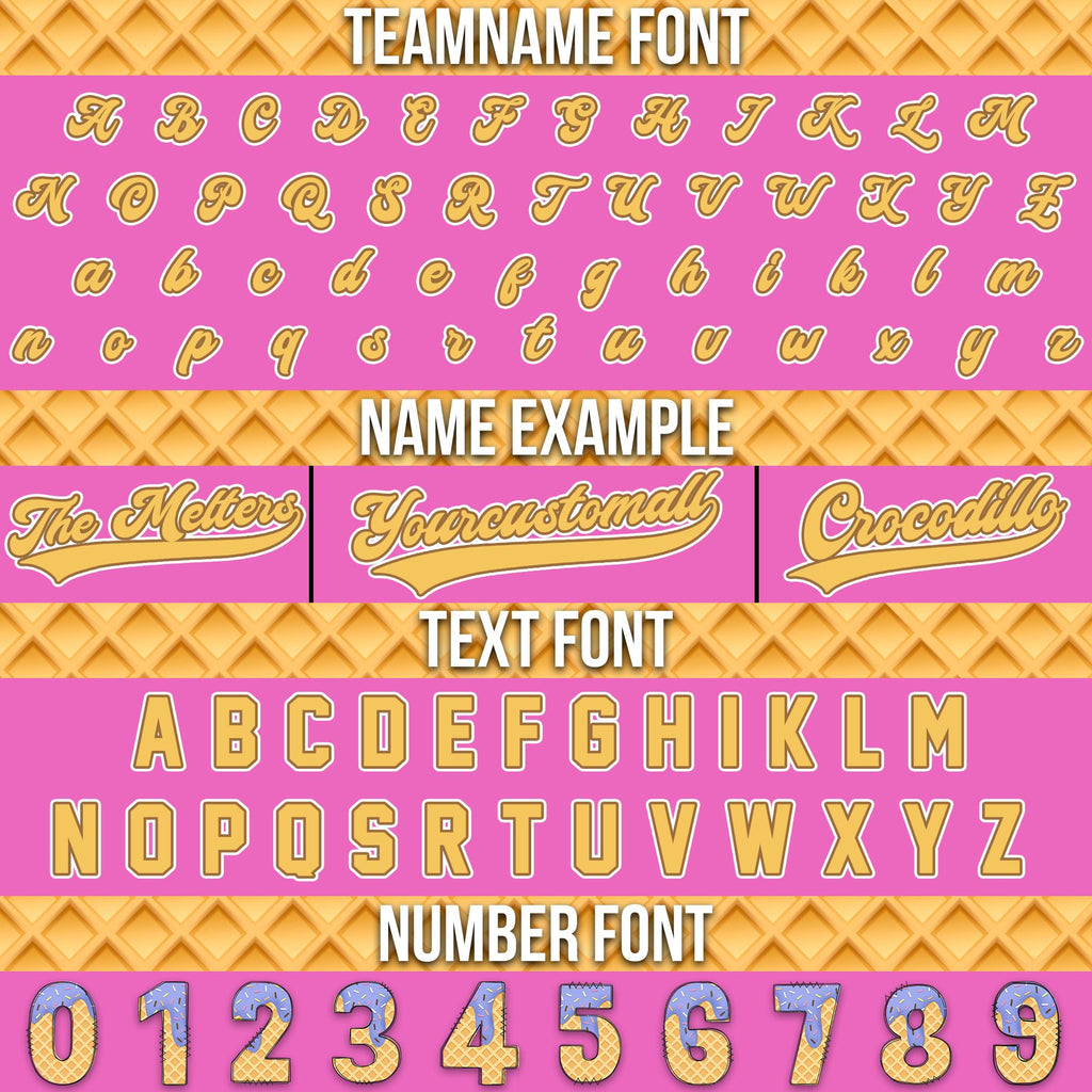 Personalized Ice Cream Drip Baseball Jersey for Men Women Youth Kid, Custom Sprinkle Drip Baseball Matching Family Shirt, Summer Outfit