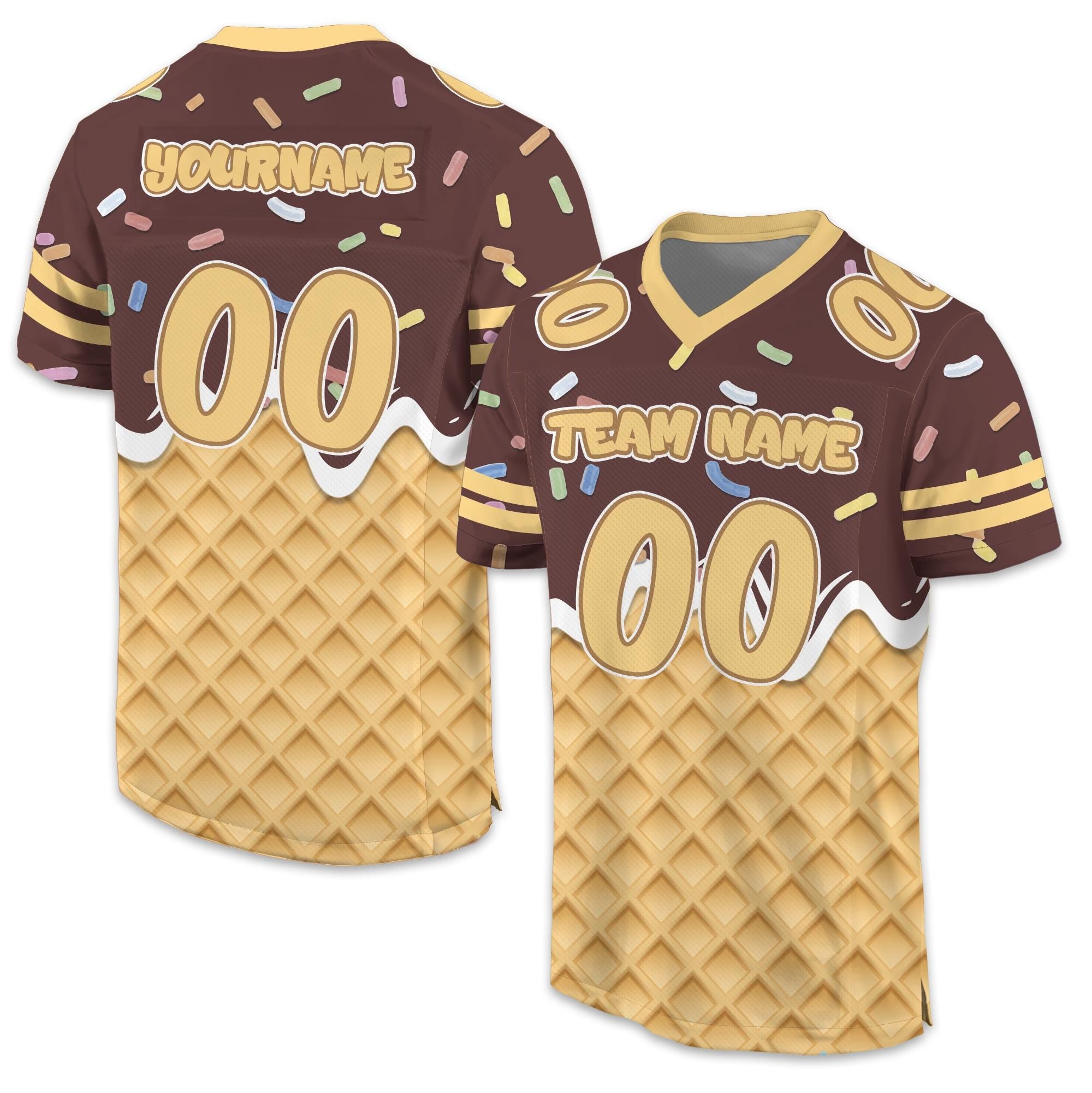 Personalized Name Ice Cream Drip Football Jersey Shirt, Custom Jersey Kids Sprinkle Drip Football Jersey Uniform For Football Team Gift