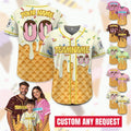 Custom Ice Cream Drip Jersey Shirt for Youth Kid Adult, Personalized Sprinkle Drip Baseball Matching Family Shirt, Baseball Birthday jersey