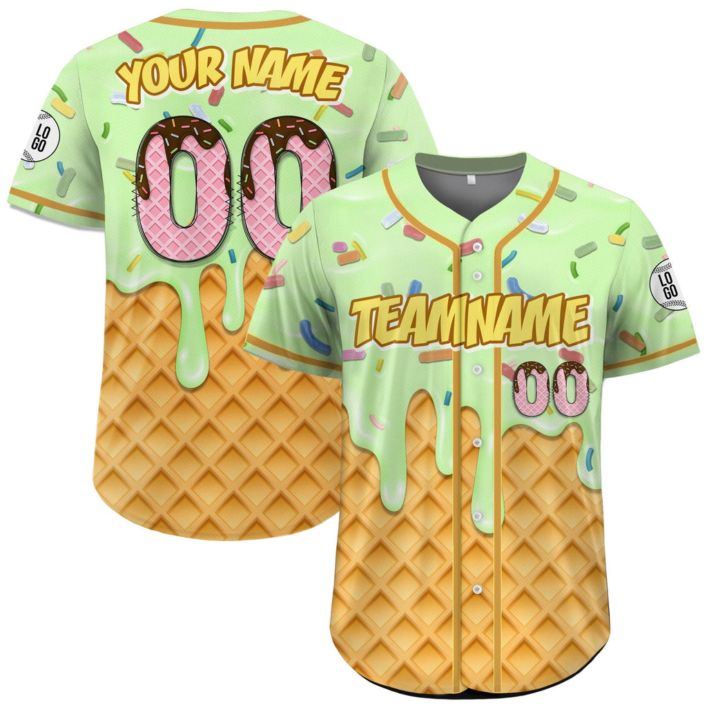Custom Ice Cream Drip Jersey Uniform for Adult Kid, Personalized Sprinkle Drip Baseball Matching Family, Baseball Season Gift