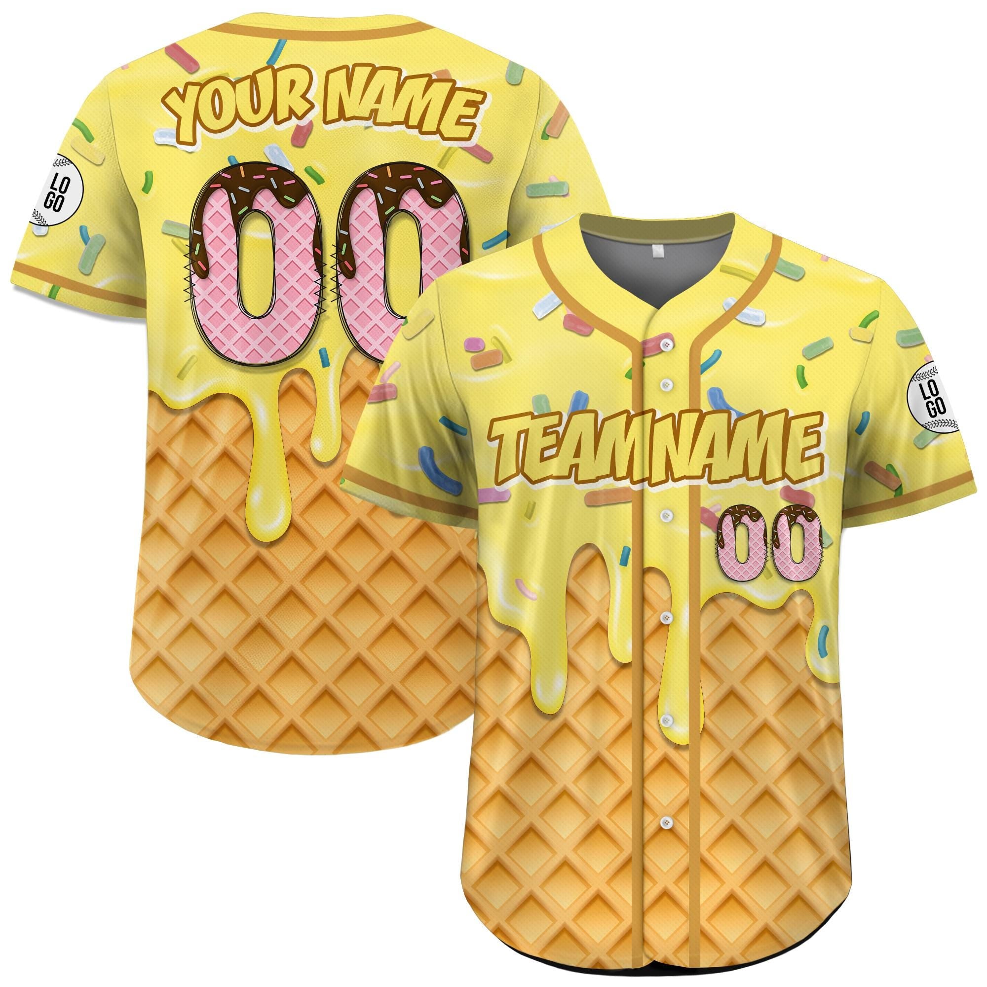 Custom Ice Cream Drip Jersey Uniform for Adult Kid, Personalized Sprinkle Drip Baseball Matching Family, Baseball Season Gift