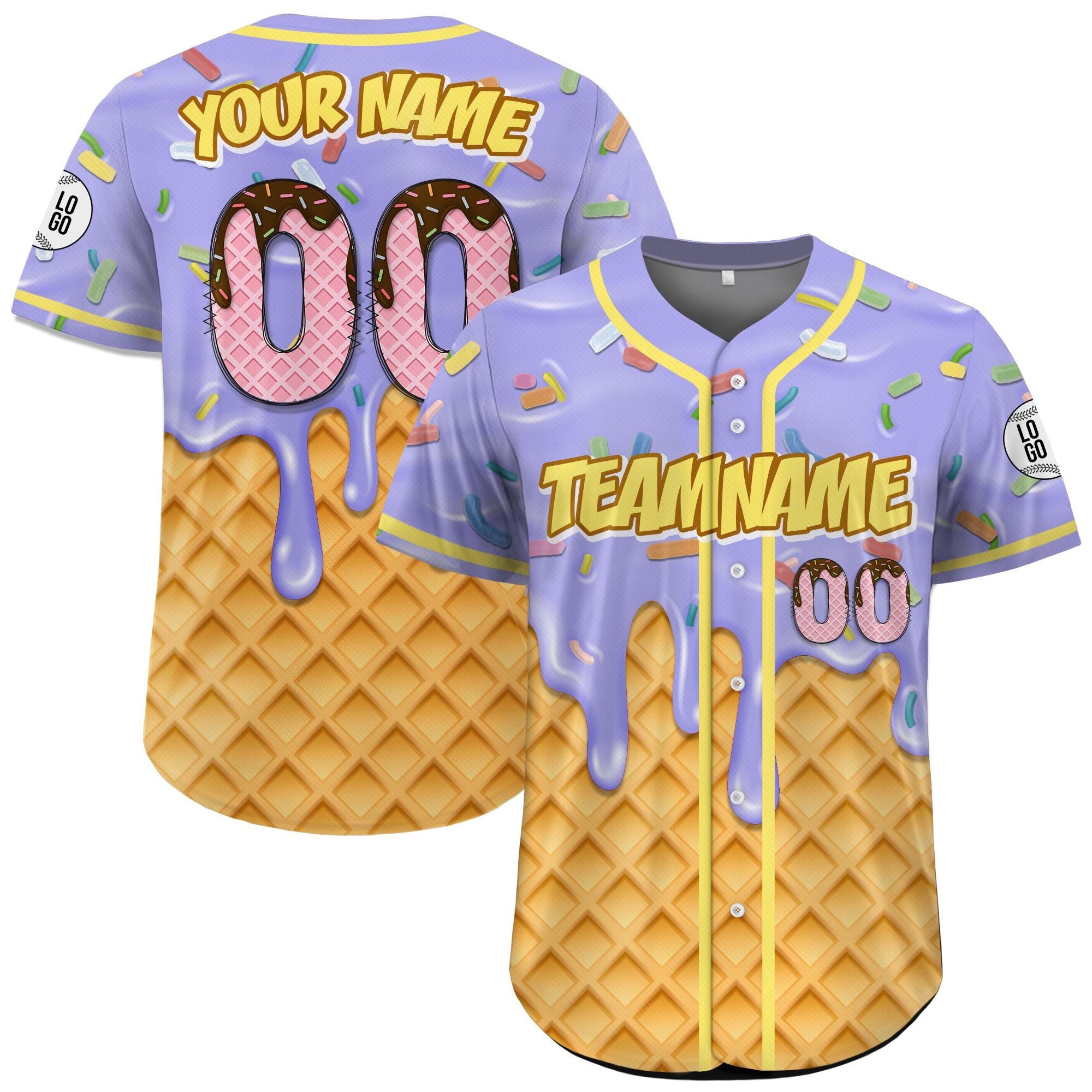 Custom Ice Cream Drip Jersey Uniform for Adult Kid, Personalized Sprinkle Drip Baseball Matching Family, Baseball Season Gift
