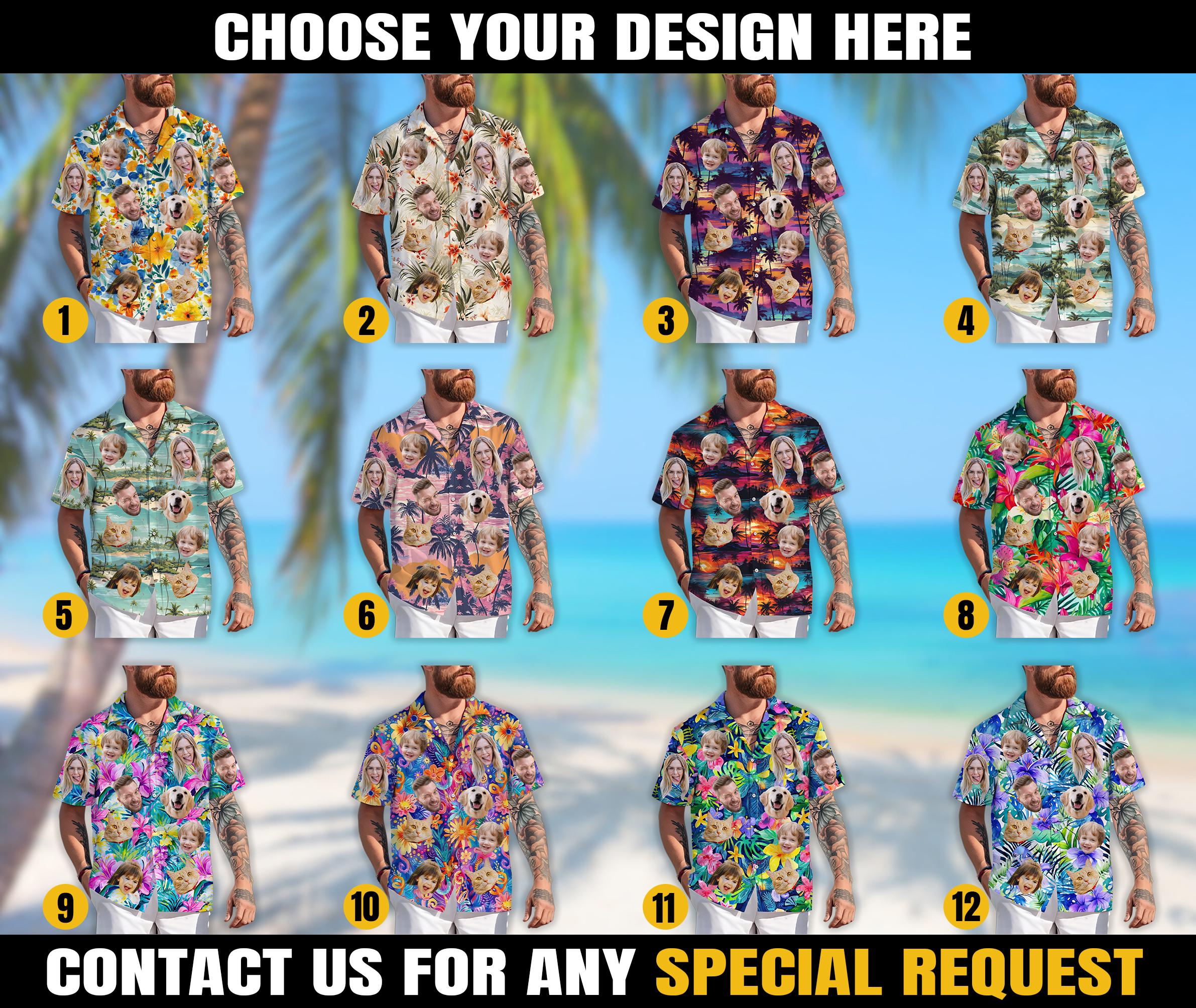 Personalized Photo Hawaiian Shirts with Face, Custom Hawaiian Shirt with Photo, Gifts for Girlfriend Boyfriend,Tropical Beach Pet Face Shirt