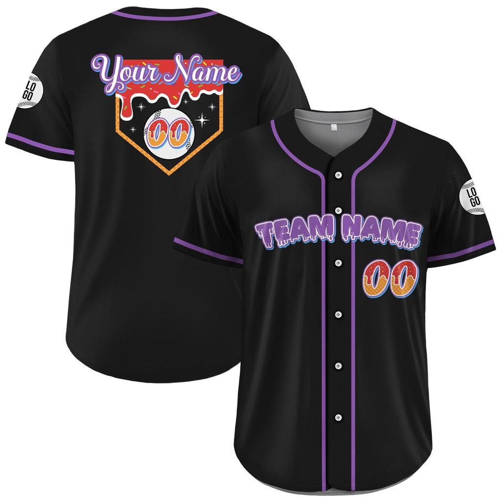 Personalized Ice Cream Drip Baseball Jersey for Men Women Youth Kid, Custom Sprinkle Drip Baseball Matching Family Shirt, Birthday Gifts