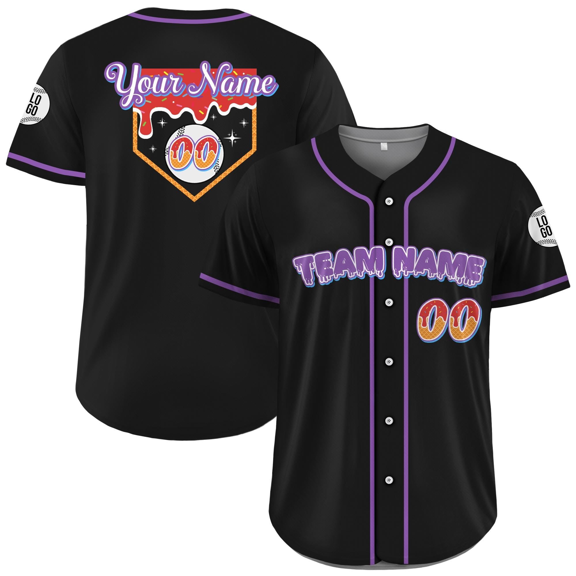 Personalized Ice Cream Drip Baseball Jersey for Men Women Youth Kid, Custom Sprinkle Drip Baseball Matching Family Shirt, Birthday Gifts