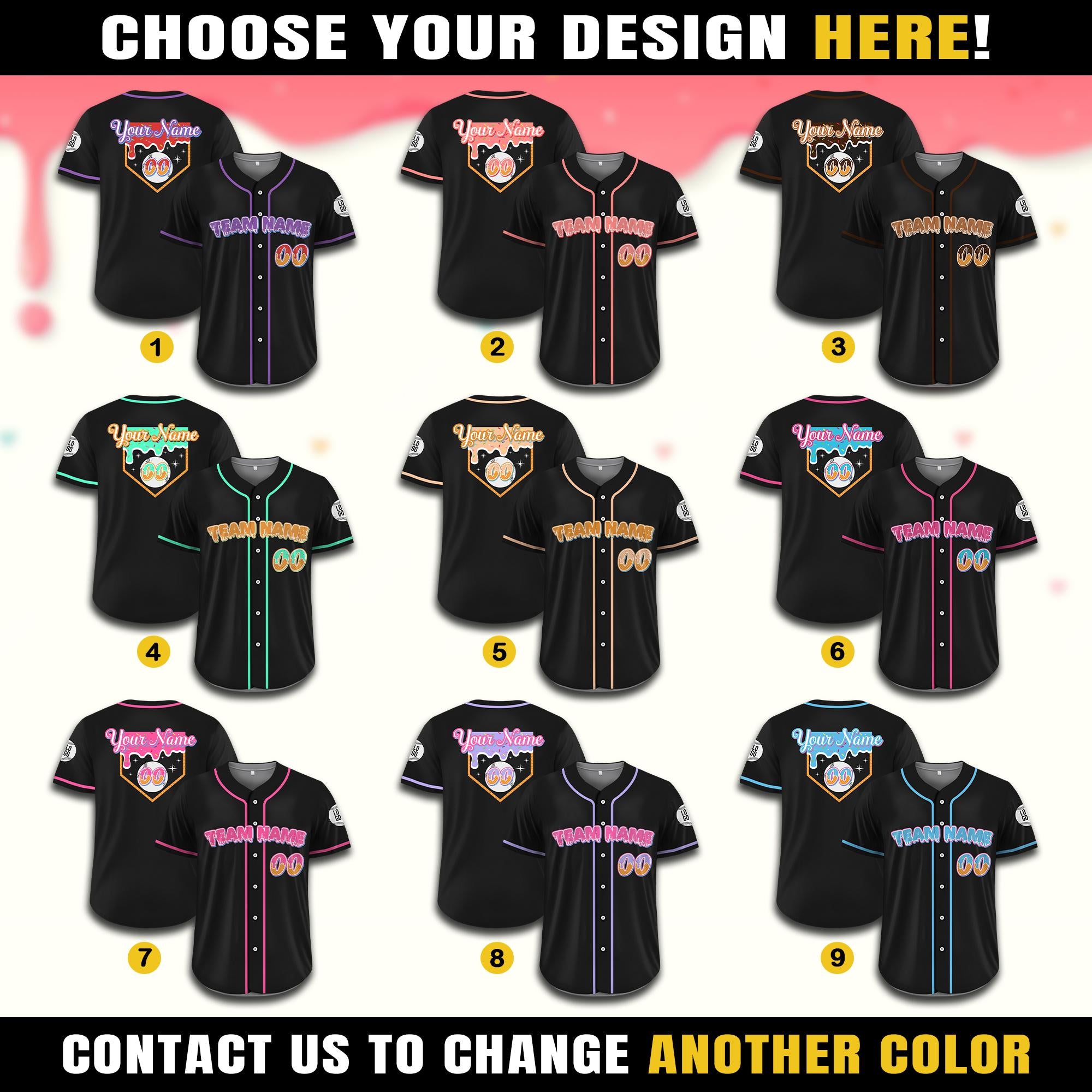 Personalized Birthday Baseball Jersey Ice Cream Drip, Custom Ice Cream Waffle Jersey, Ice Cream Drip Baseball Team Shirt, Birthday Gifts