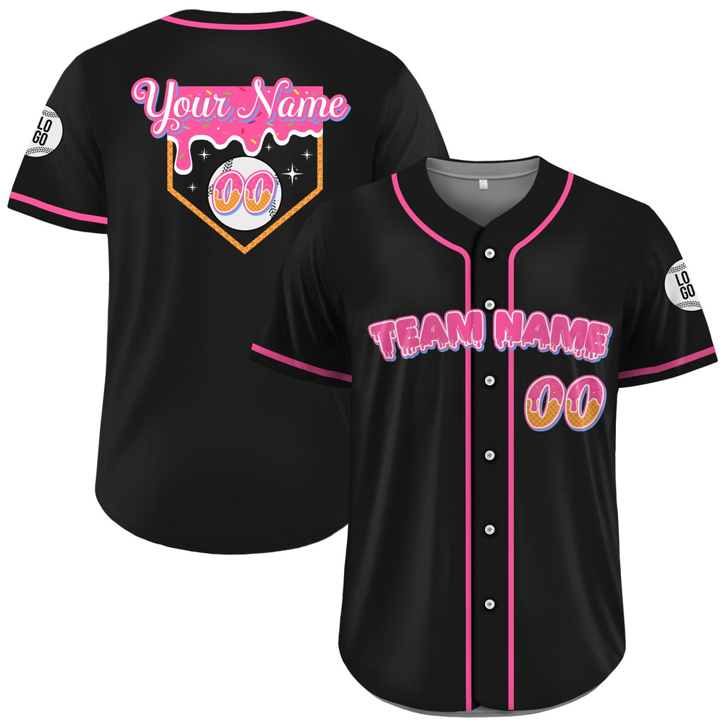 Personalized Birthday Baseball Jersey Ice Cream Drip, Custom Ice Cream Waffle Jersey, Ice Cream Drip Baseball Team Shirt, Birthday Gifts