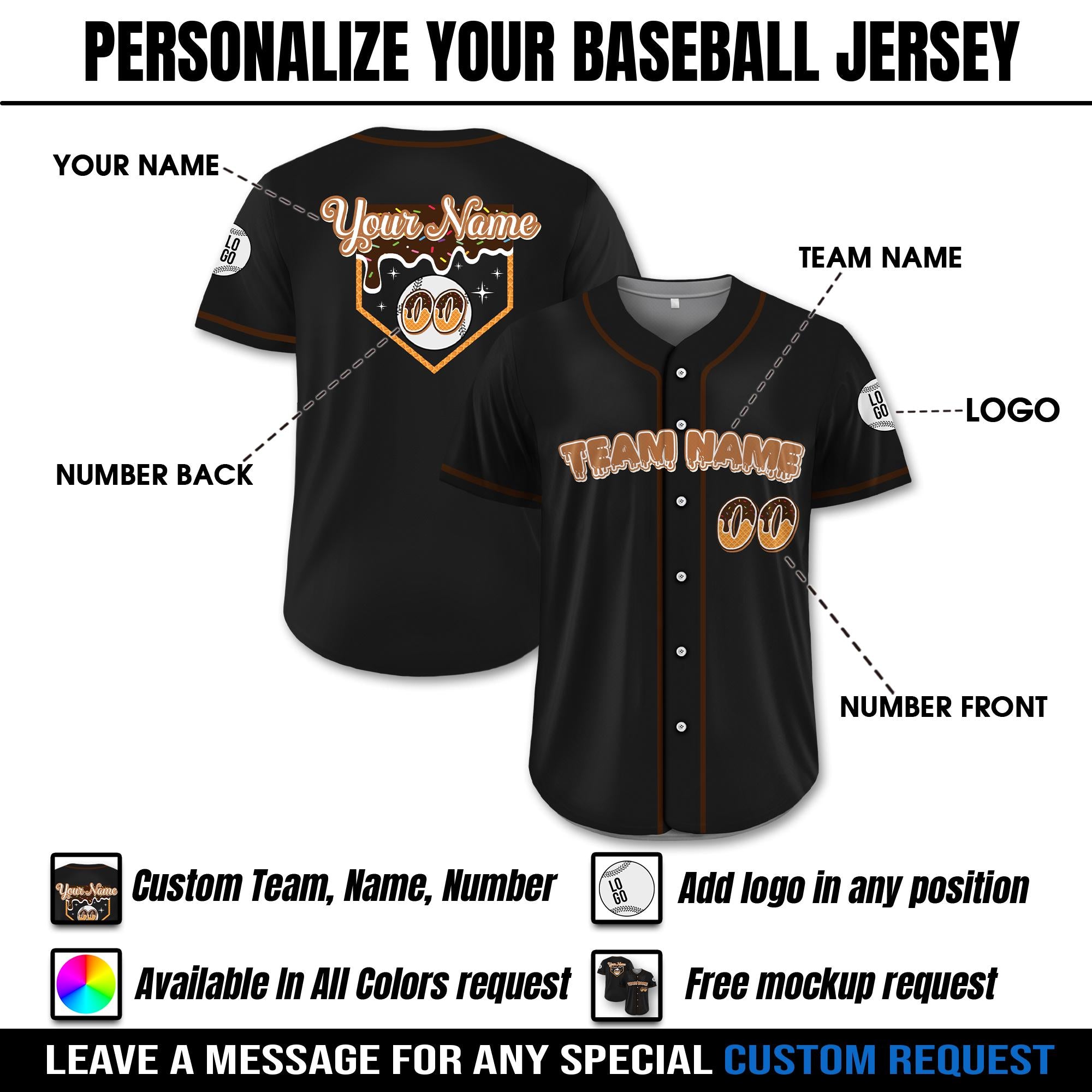 Personalized Birthday Baseball Jersey Ice Cream Drip, Custom Ice Cream Waffle Jersey, Ice Cream Drip Baseball Team Shirt, Birthday Gifts