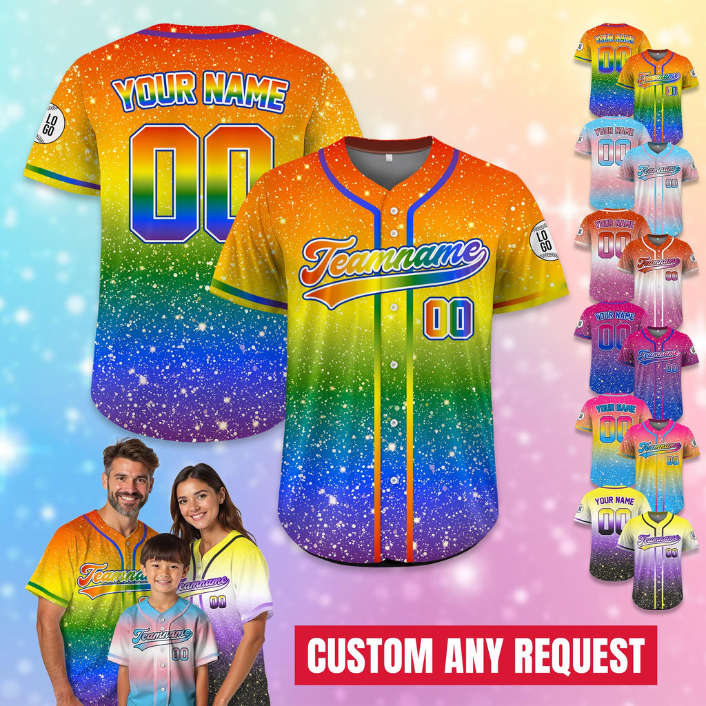 Custom Name LGBTQ Pride Month Baseball Jersey, Rainbow Pride Jersey for LGBT, Personalized LGBT Team Baseball Jersey Custom Pride shirt