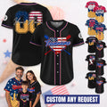Custom Ice Cream Drip Baseball Jersey - Personalized Red White and Blue Jersey for 4th of July, Game Day Outfit, Patriotic Fans