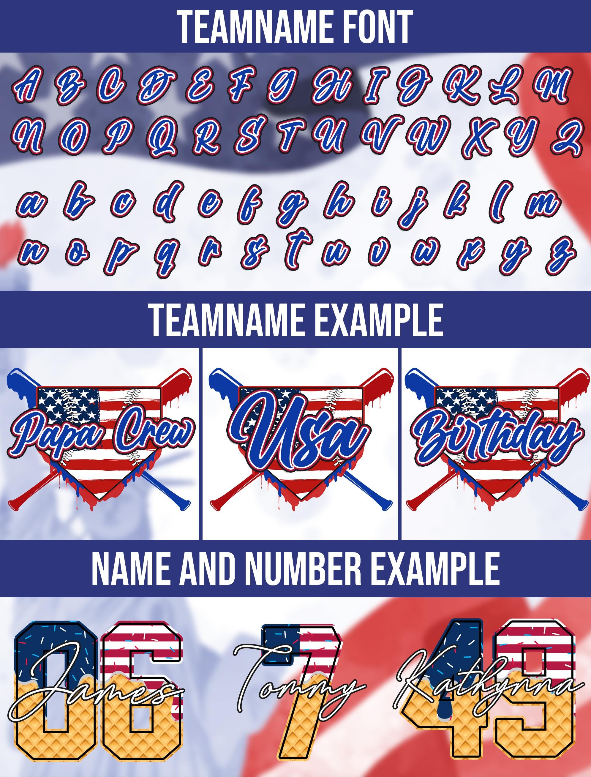Custom Ice Cream Drip Baseball Jersey - Personalized Red White and Blue Jersey for 4th of July, Game Day Outfit, Patriotic Fans