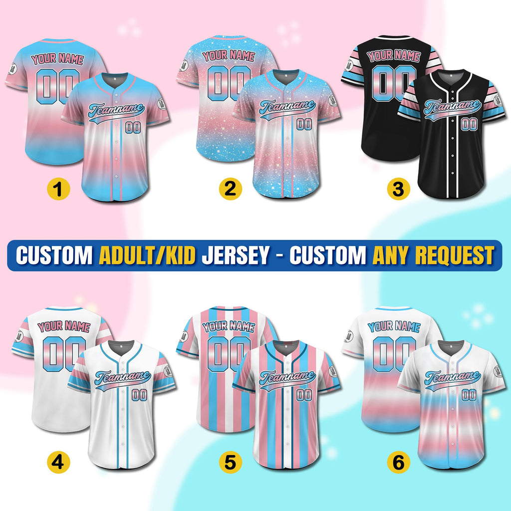 Personalized LGBTQ Pride Month Baseball Jersey, Custom LGBT Support Baseball Jersey Shirt, Gift for Pride, Custom Trans Rights Jersey Shirt