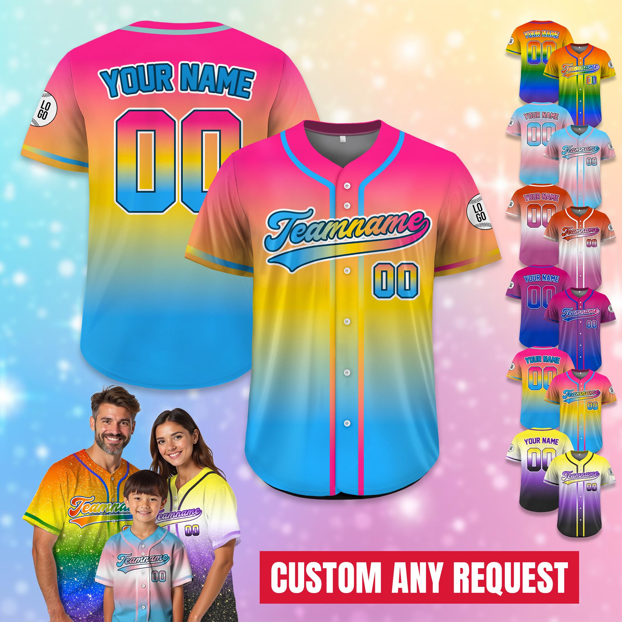 Custom LGBTQ Pride Month Baseball Jersey, Rainbow Pride Jersey for LGBT, Personalized LGBTQ Equality Pride shirt, lgbt Support Shirt