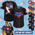 Personalized USA Baseball Jersey with Ice Cream Drip for Adult Kid, Custom 4th of July Outfit for Baseball Fans, Summer Game Days Outfit