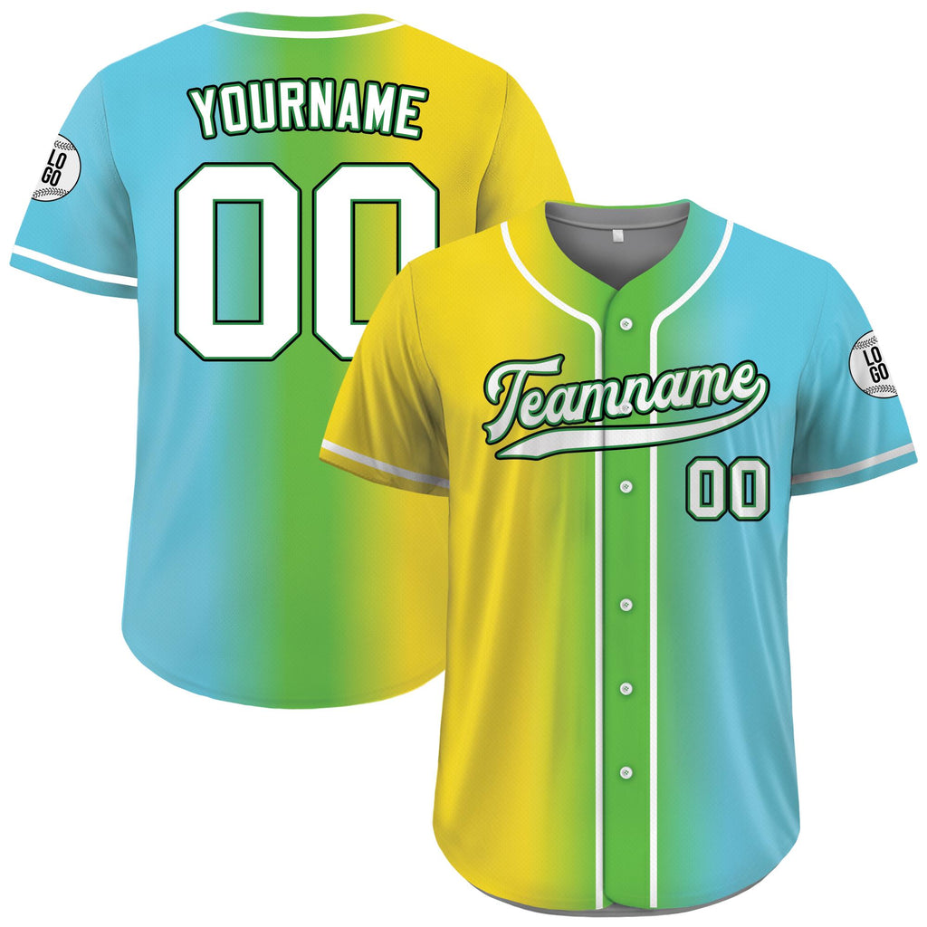 Printed Gradient Custom Baseball Jersey with Team Name Number, Personalized Jersey Shirt for Men Women Youth Kid, Gift for Baseball Fans