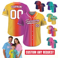 Printed Gradient Custom Baseball Jersey with Teamname Name Number, Jerseys Shirt for Men Women Youth Gifts for Baseball Fans Pink Red Yellow