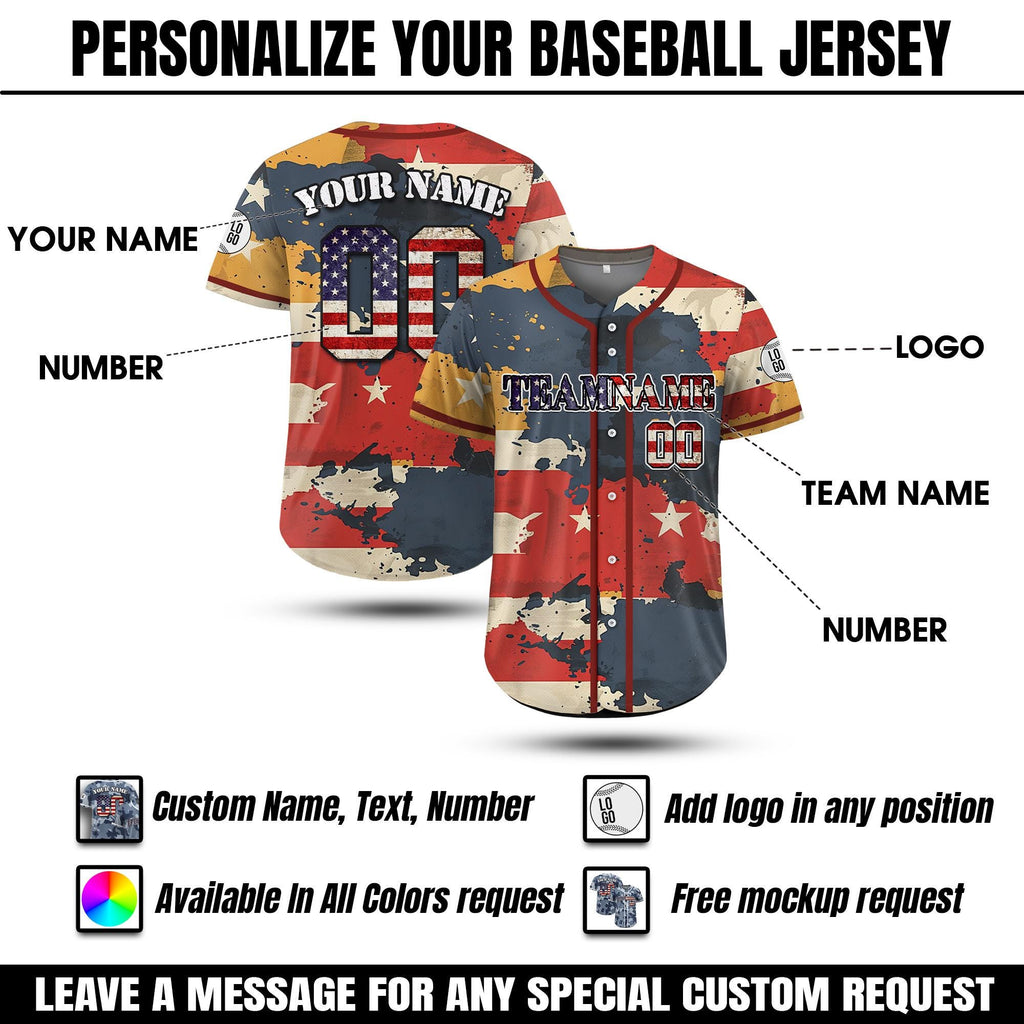 Custom Camo Baseball Jersey, Personalized Camouflage Jersey Uniform For Adult Kid,Father's Day Gift for Veteran Dad, Fishing Dad Hunting Dad