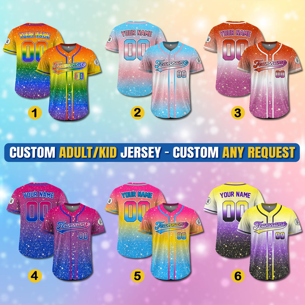 Personalized Team Name Number LGBTQ Pride Month Baseball Jersey For Adult Youth Kid, Custom Rainbow Pride Jersey for LGBT, Pride shirt Gift