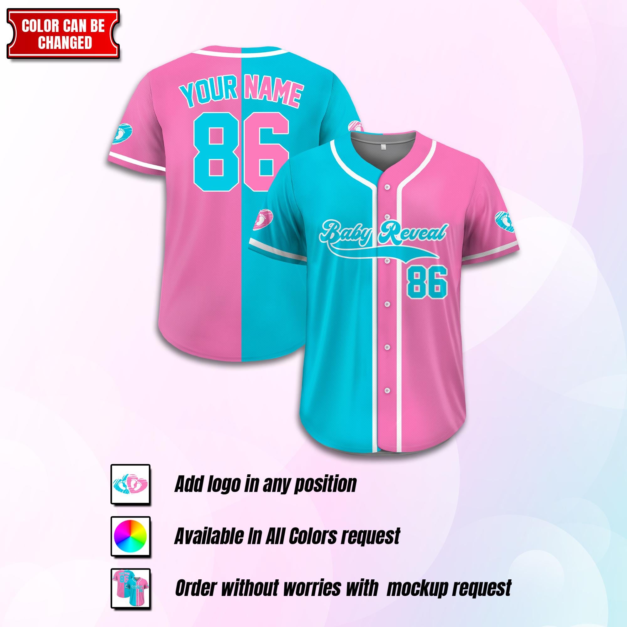 Personalized Baby Reveal Baseball Jersey for Men Women Youth Kid, Custom Gender Reveal Jersey, Reveal Party Jersey Family Matching Outfits