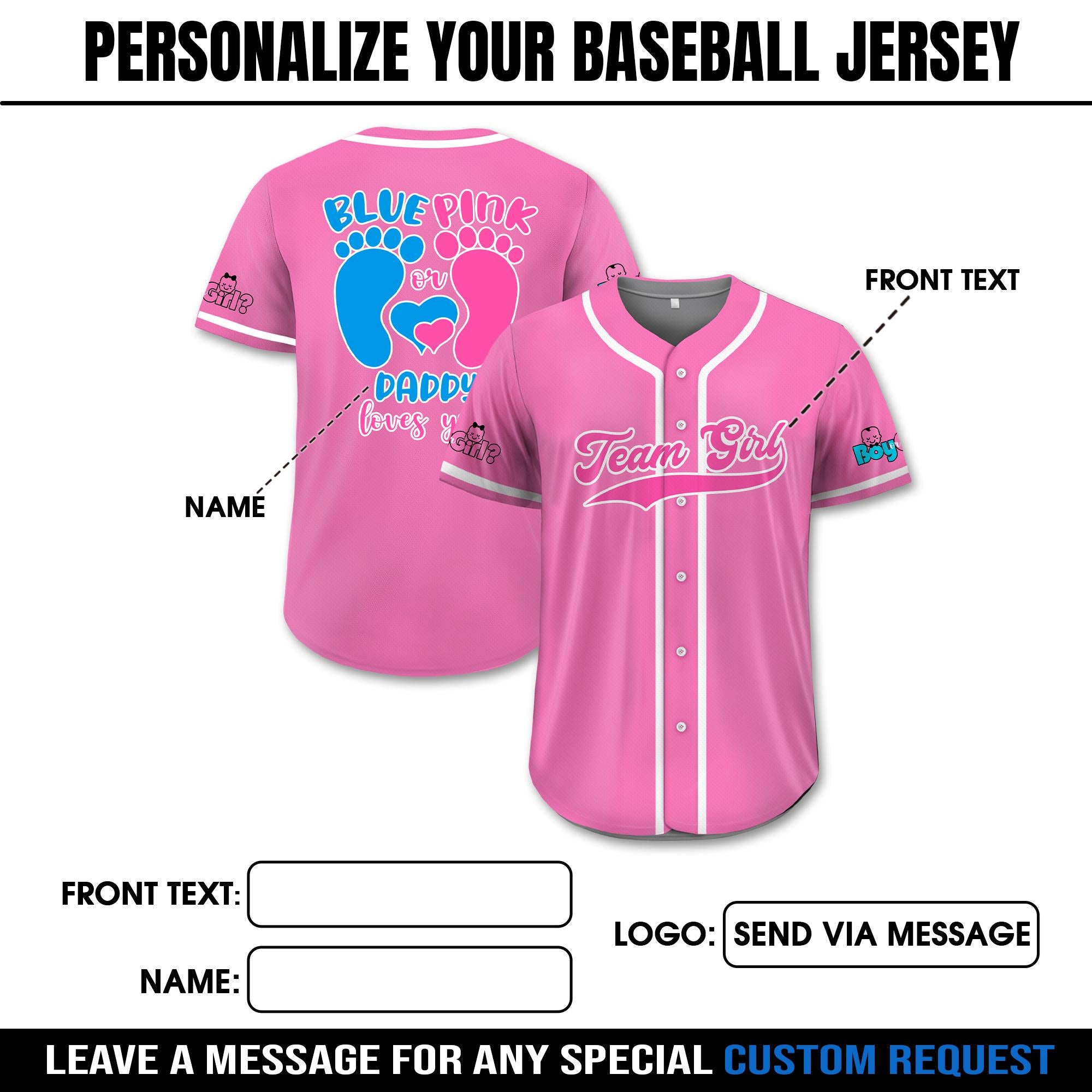 Personalized Baby Reveal Baseball Jersey Family Matching, Custom Gender Reveal Jersey, Gender Reveal Party Jersey, Family Matching Outfits