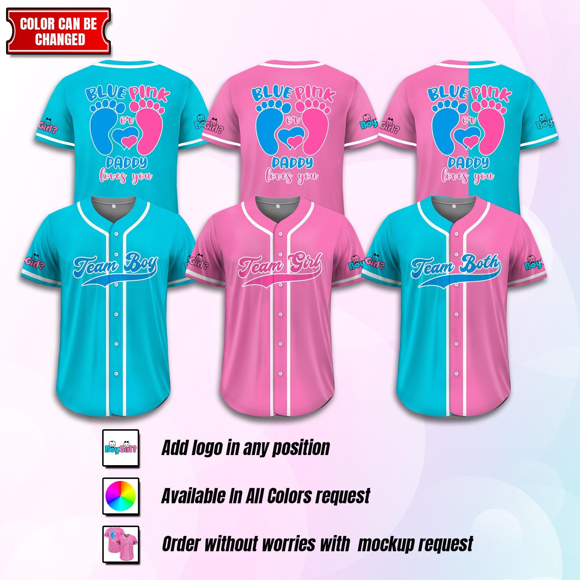 Personalized Baby Reveal Baseball Jersey Family Matching, Custom Gender Reveal Jersey, Gender Reveal Party Jersey, Family Matching Outfits