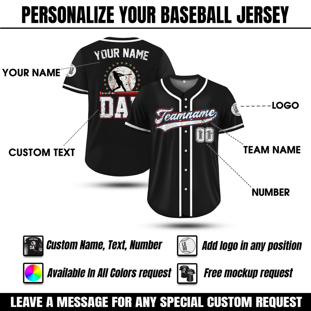 Personalized Baseball Jersey for Dad, Custom Dad Shirt with Names Numbers, Father's Day Gift 2026, Baseball Dad Gift