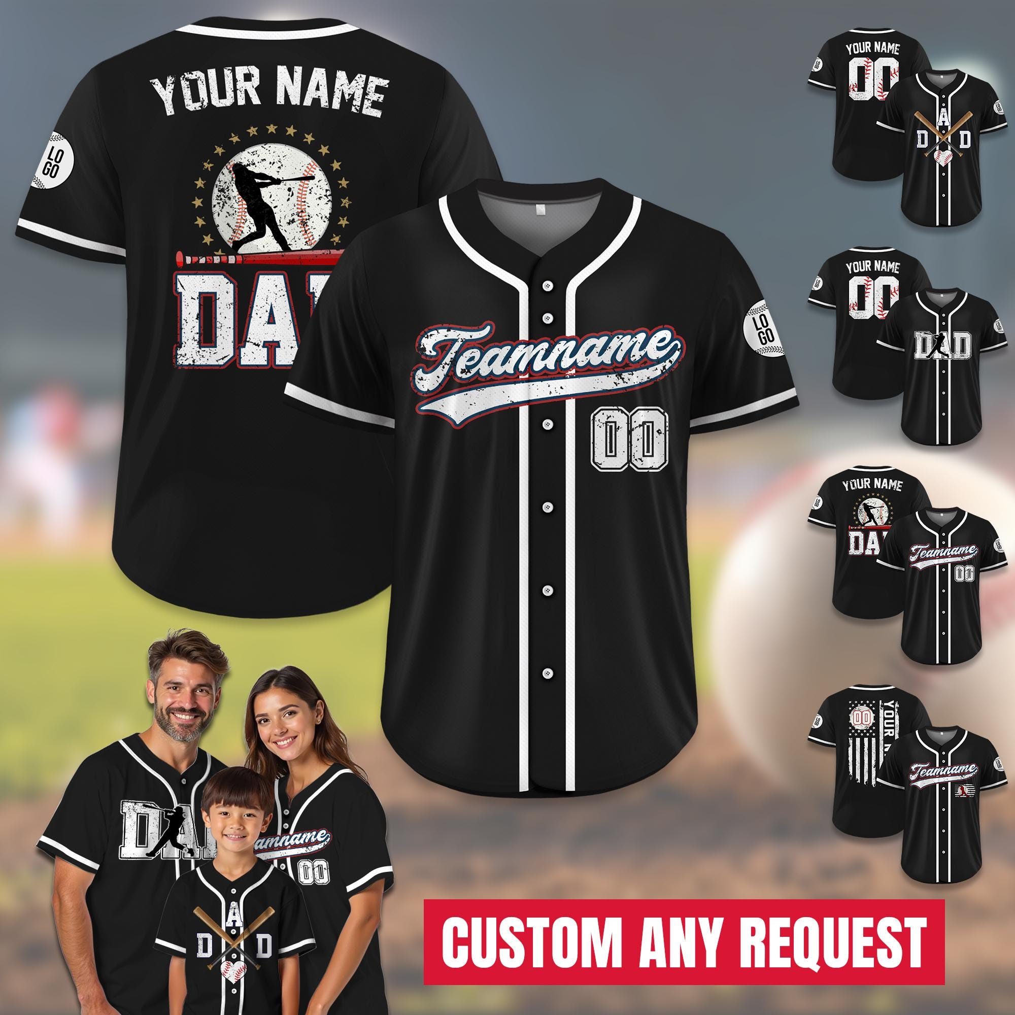 Personalized Baseball Jersey for Dad, Custom Dad Shirt with Names Numbers, Father's Day Gift 2026, Baseball Dad Gift