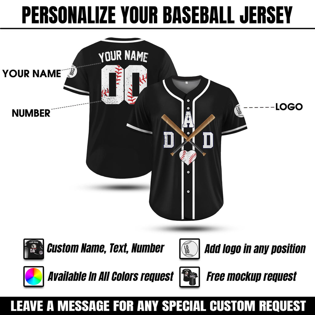 Personalized Dad Baseball Jersey, Custom Dad Shirt with Names Numbers, Baseball Dad Apparel, Father's Day Gift for Dad, Husband, Grandpa
