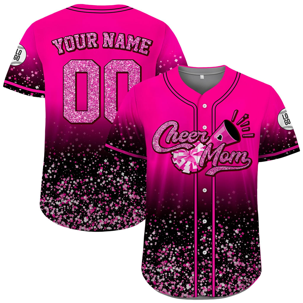 Custom Glitter Cheer Mom Shirt, Personalized Name Number Glitter Baseball Jersey, Cheer Team Gifts for Mom on Mother's day, Cheer Mama Gift