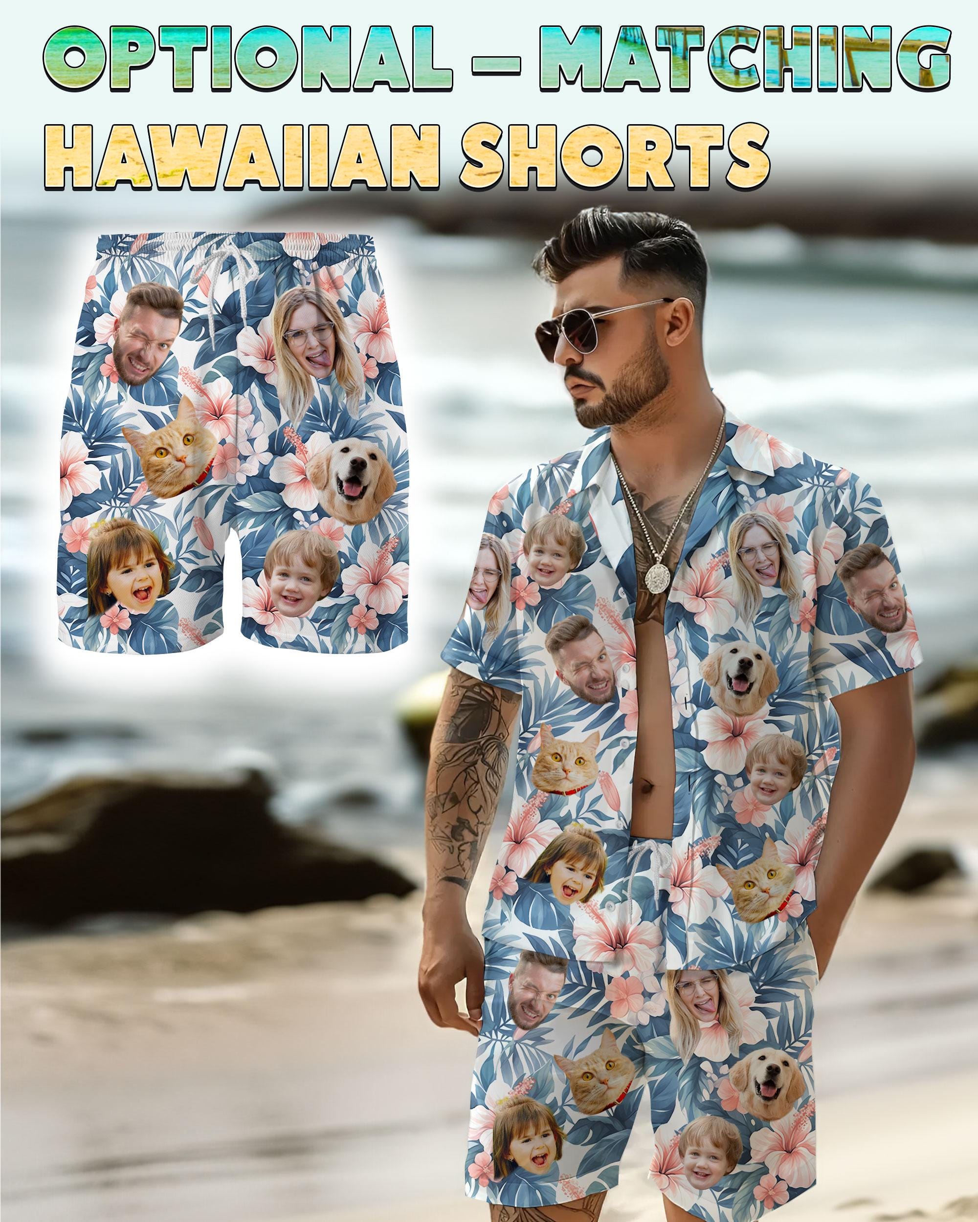 Custom Hawaiian Shirt with Photo, Personalized Hawaiian Shirt with Face, Tropical Beach Button Down Shirt Gifts, Bachelor Party Shirt