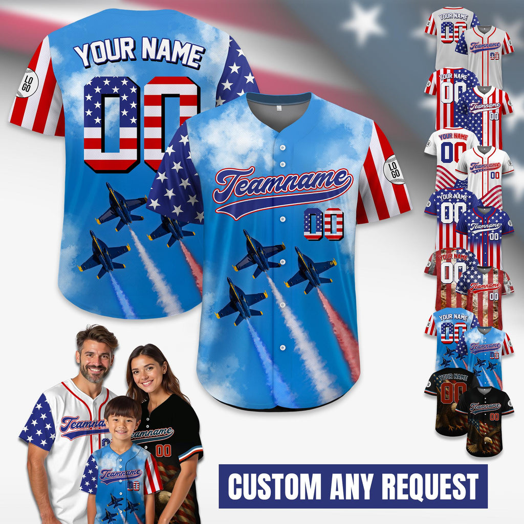 Personalized USA Baseball Jersey, Custom Name & Number American Flag Shirt, Custom Air force Shirt, Patriotic Gift for Veteran,Military Gift