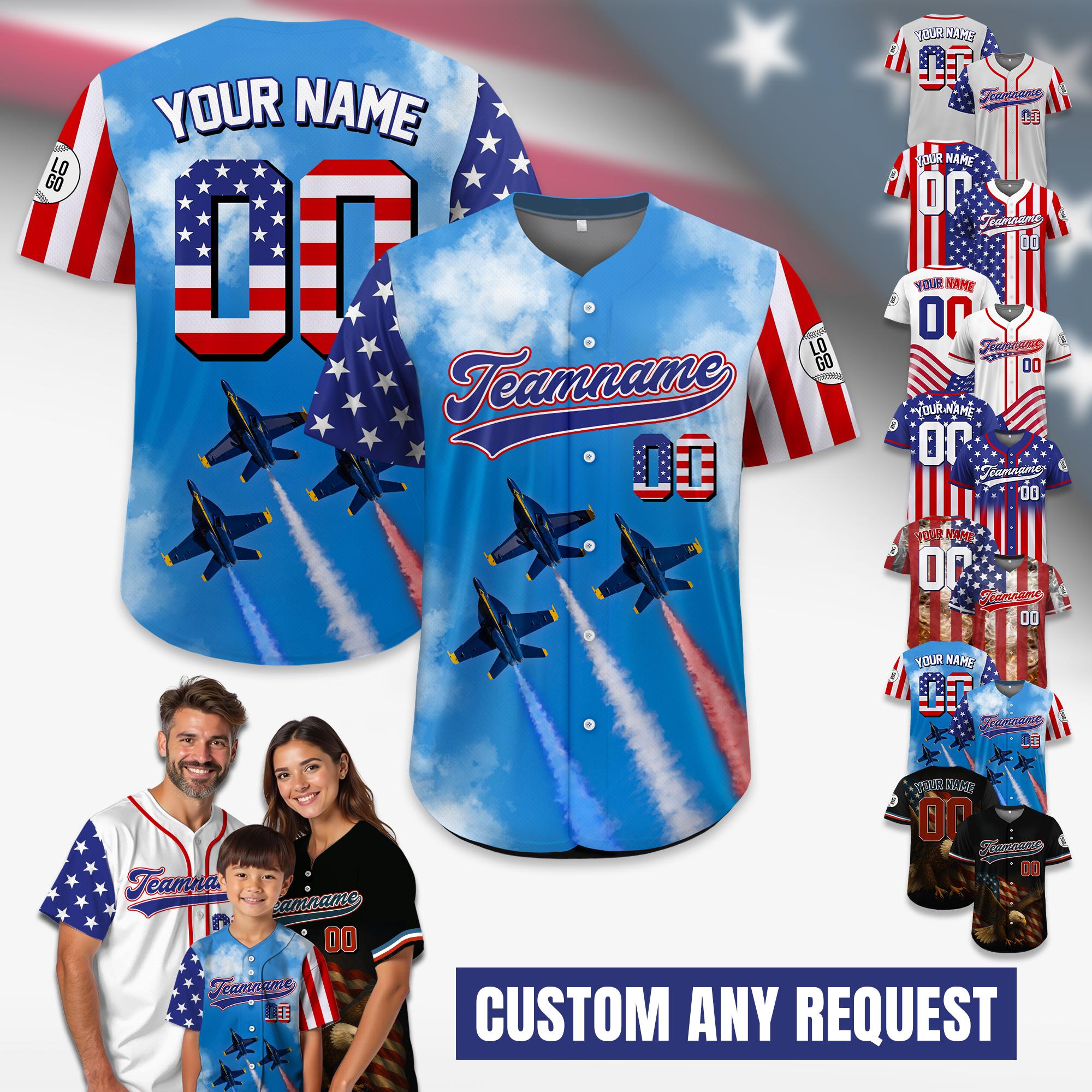 Personalized USA Baseball Jersey, Custom Name & Number American Flag Shirt, Custom Air force Shirt, Patriotic Gift for Veteran,Military Gift